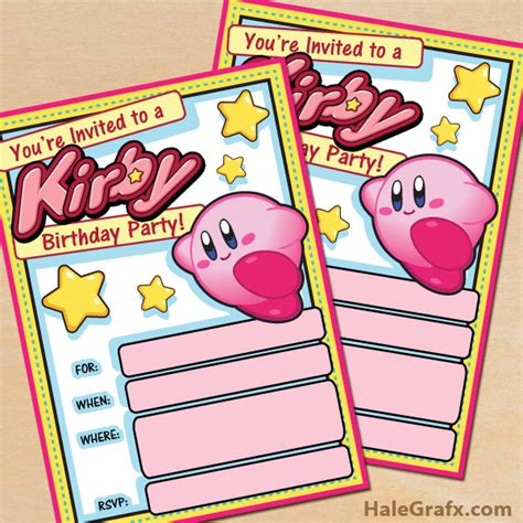 FREE Printable Kirby Birthday Invitation