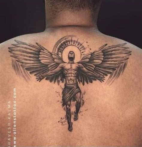 67 Tatuajes de Angel Alas para Hombres en Espalda en Negro omoplatos ...