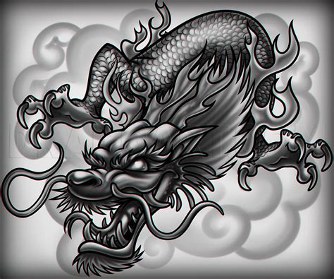 How To Draw A Chinese Dragon Tattoo, Step by Step, Drawing Guide, by Dawn - DragoArt