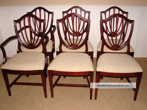 Ethan Allen Vintage Mahogany Shield Back Dining Room Chairs Georgian ...