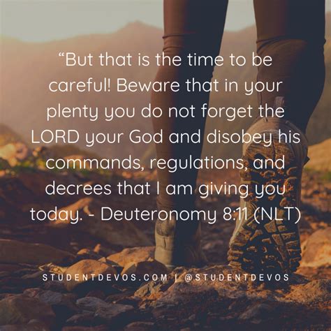 Deuteronomy 8:11 | Student Devos - Youth and Teenage Devotions