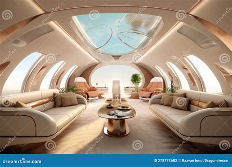 Private Jet S Futuristic Modern Interior, Where Sleek Design Elements ...