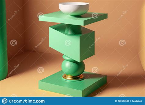 Pedestal with a Green-backed Abstract Merchandise Display Stock Illustration - Illustration of ...