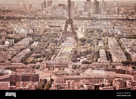 Aerial view of Paris, France - vintage textured style Stock Photo - Alamy