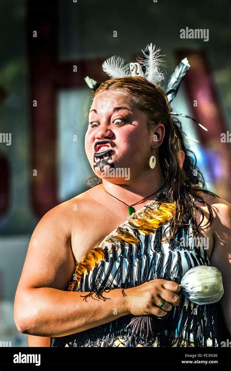 Maori woman performing the haka (war dance) at Melbourne Festival ...