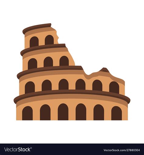 Roman colosseum icon flat design Royalty Free Vector Image