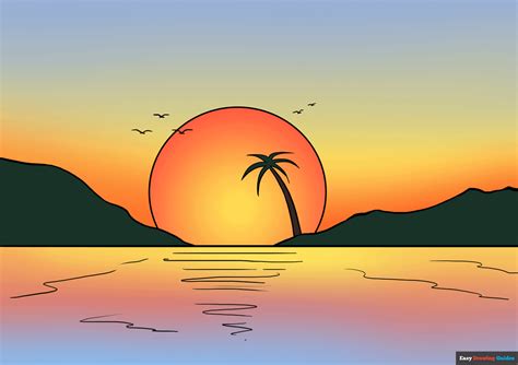 How to Draw a Sunset - Really Easy Drawing Tutorial