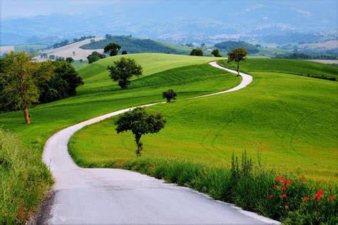 Landscapes nature earth way road path trees green grass hills spring mountains wallpaper ...