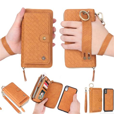 iPhone XR 6.1" Wallet Detachable Case, Dteck [Weave Style] Zipper Purse ...