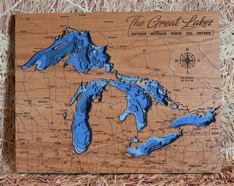 Great Lakes 3D Layered Map - Etsy