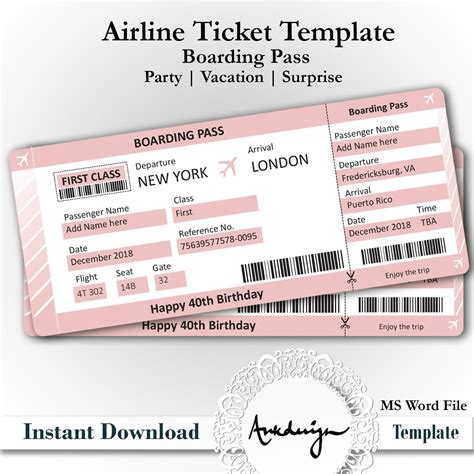 Party Invitation Airline Ticket Airplane Ticket Invitation | Etsy