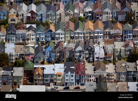 aerial above residential row houses San Francisco California Stock Photo - Alamy