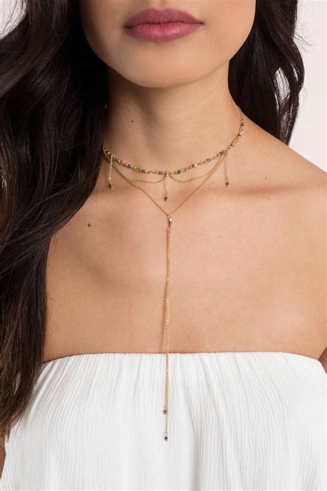 Boho Choker - Gold Layered Necklaces - Beaded Choker - Gold Choker - $9 ...