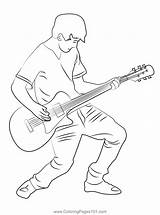Guitar Plyaing Boy Coloring Page For Kids  Free Printable sketch template