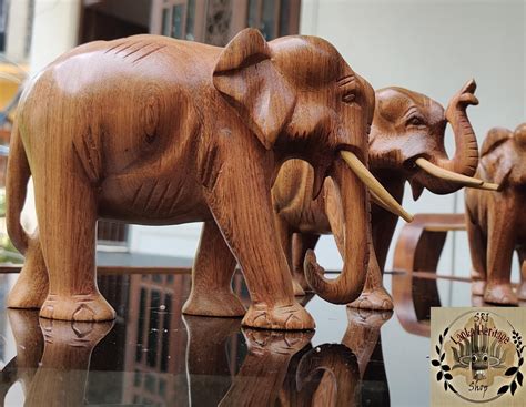 Hand Carved Wooden Elephant Wooden Elephant Statue Elephant - Etsy ...
