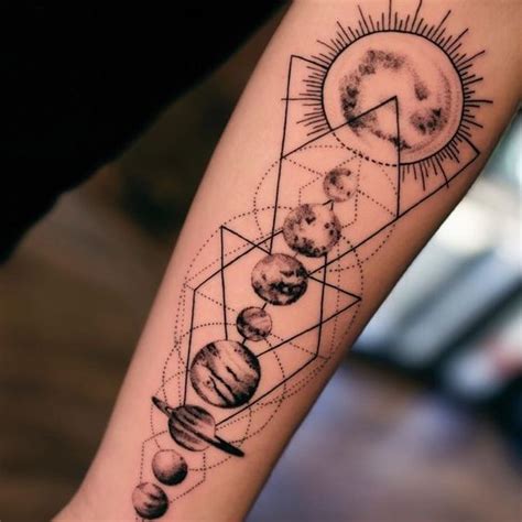 Solar System Silhouette Tattoo