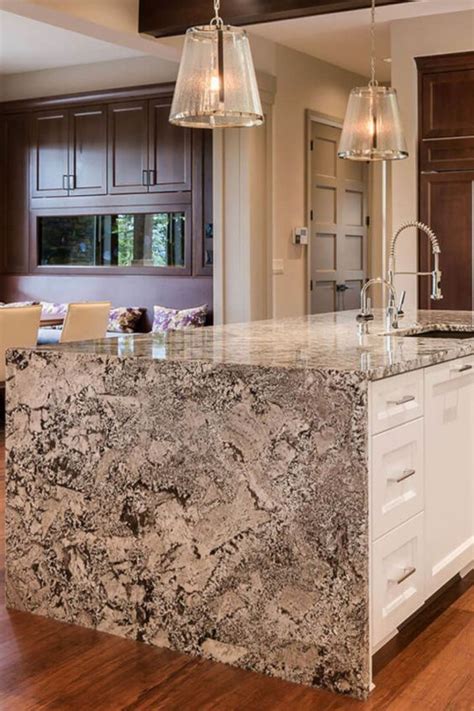 Kashmir White Granite Dark Cabinets