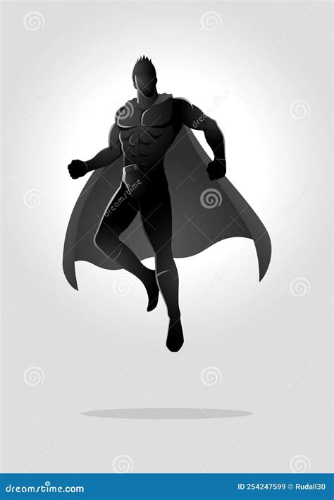 Superhero in flying pose stock vector. Illustration of cape - 254247599