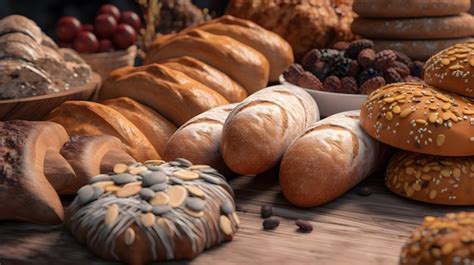 Premium AI Image | A table full of breads and pastries including a ...