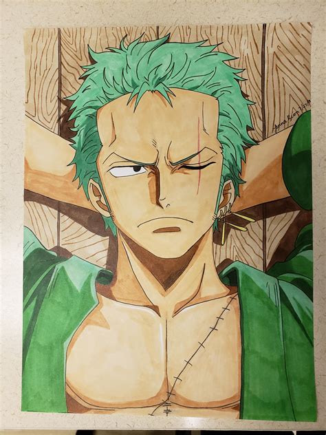 This is my first time posting here and I wanted to share my Zoro drawing :) : r/OnePiece