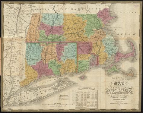 Map of Massachusetts, Connecticut and Rhode Island constructed from the ...