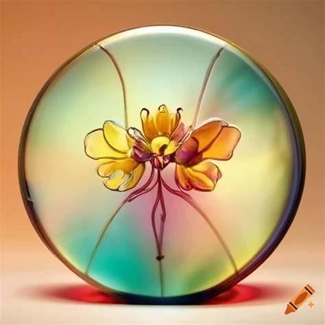 Art nouveau floral glass art piece on Craiyon