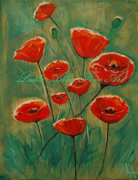 Poppy Poppies Red Painting Poppie Abstract Flowers Floral | Etsy