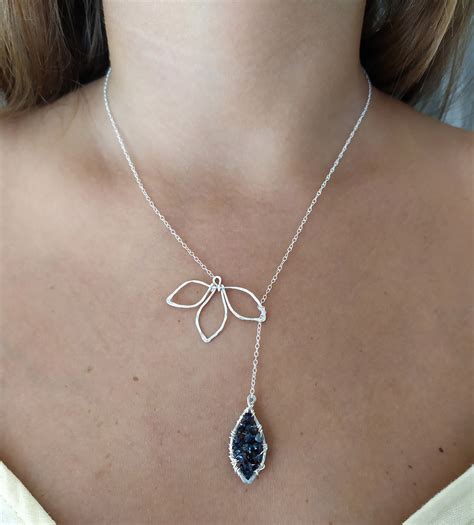 Raw Sapphire Necklacesapphire Jewelry for Womenseptember | Etsy