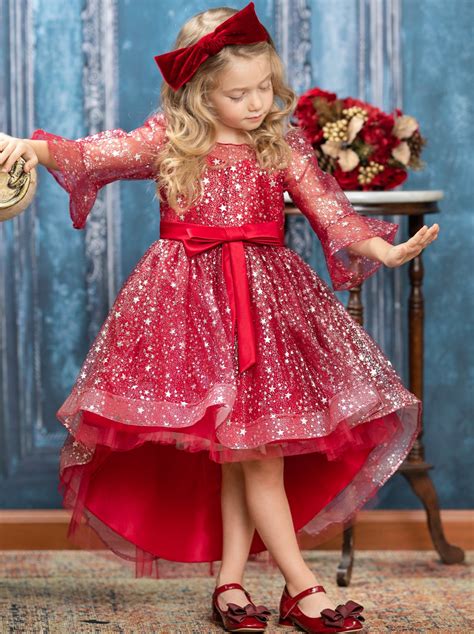 Girls Sparkle Dresses | Sequin Star Hi-Lo Dress | Girls Boutique – Mia ...