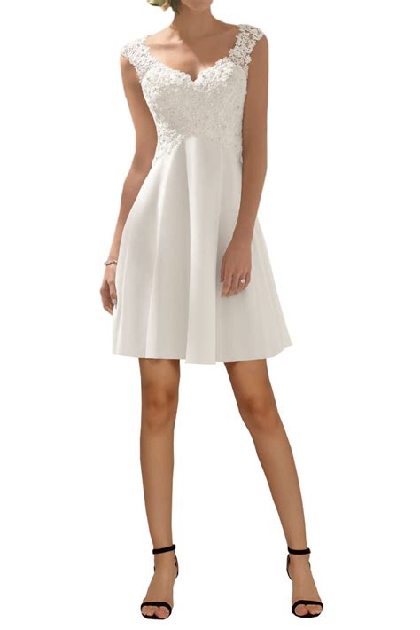 Simple Wedding Dress for Women, Elegant A-line V-Neck Sleeveless Bridal ...