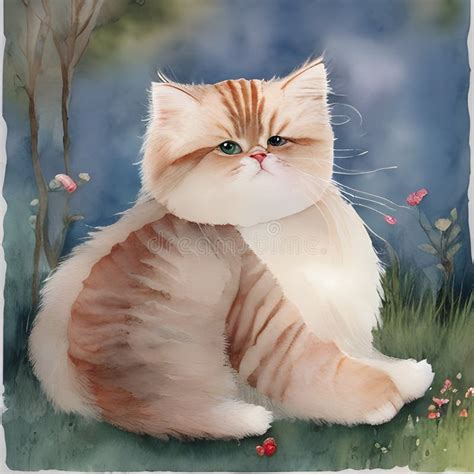 Lazy Fat Ragdoll Cat, AI Generated Stock Illustration - Illustration of artwork, drawing: 277143805