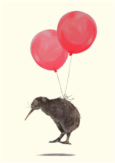 Kiwi Bird Can Fly Mini Art Print by Big Nose Work - Without Stand - 3 ...