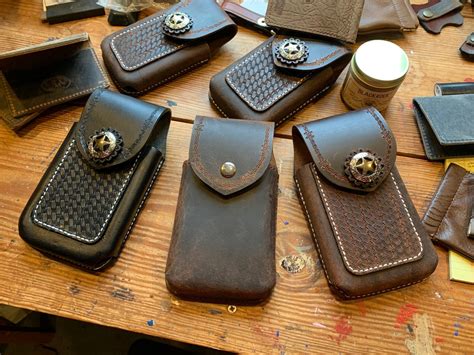 Leather Phone Case for Belt / Hand Tooled Buffalo Leather - Etsy