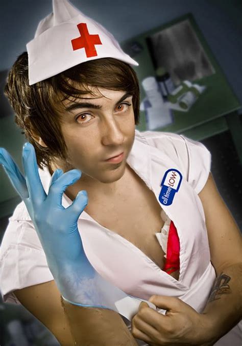 Alex Gaskarth dressed as the nurse from the Blink-182 album cover. xD I ...