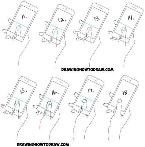 How to Draw a Hand Holding a Cell Phone / iPhone in Easy Step by Step Drawing Tutorial - How to ...