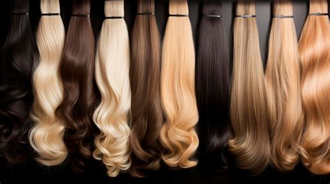 Premium AI Image | A display of hair extensions in various colors and lengths