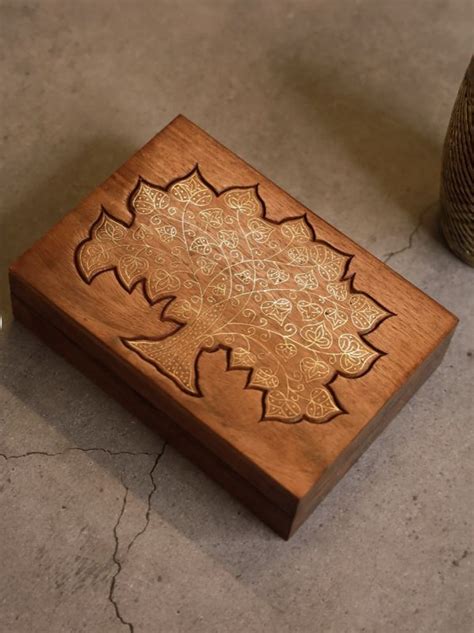 Rectangular Polished Wooden Brass Inlay Box, Color : Brown at Rs 750 ...