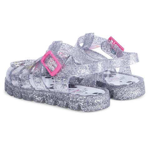 Sophia Webster Girls Glitter Jelly Sandals in Silver | BAMBINIFASHION.COM