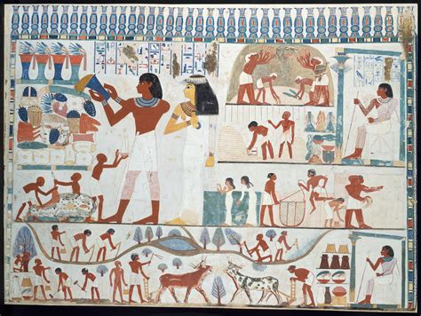 Ancient Egyptian tomb painting with agricultural scenes. From tomb of Nakht. | Egyptian art ...