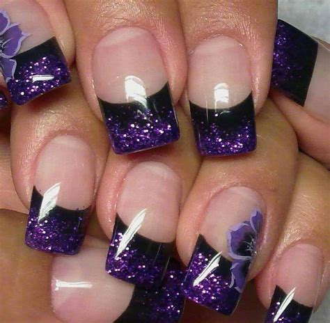 Black and purple glitter tips | Nail Art Ideas in 2019 | Purple nail art, Purple nail designs ...