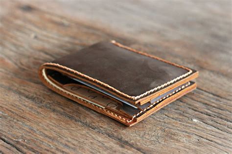 Handmade Dark Leather Slim Bifold Wallet For Men - Gifts For Men