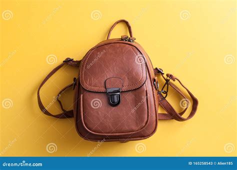 Brown Leather Vintage Backpack Stock Image - Image of branding, showcase: 165258543