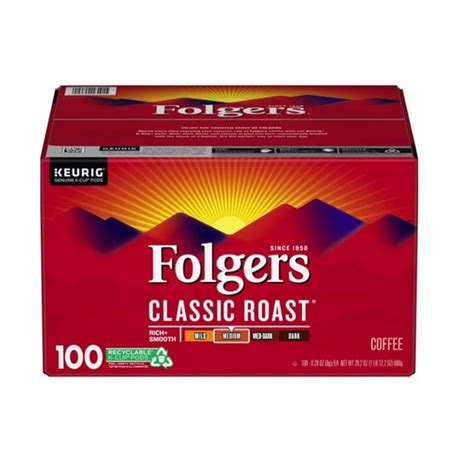 Folgers Classic Roast Coffee K-Cups (100 ct.) - Walmart.com - Walmart.com