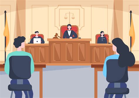 Court Room with Lawyer, Jury Trial, Witness or Judges and the Wooden ...
