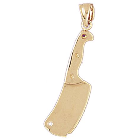 14K Gold 3D Butcher Knife Pendant