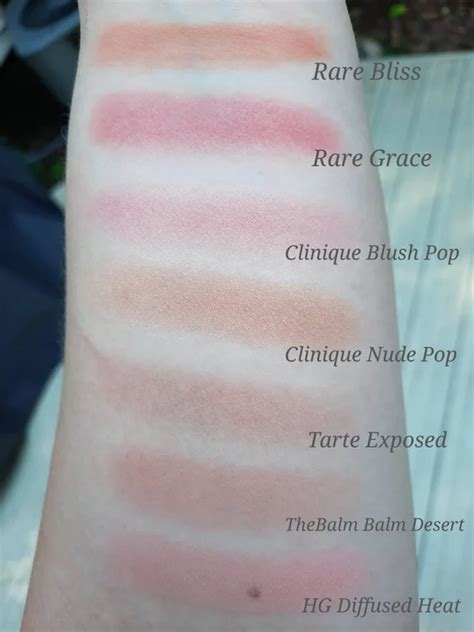 Rare Beauty Blush swatches next to other blushes. Mini reviews in ...