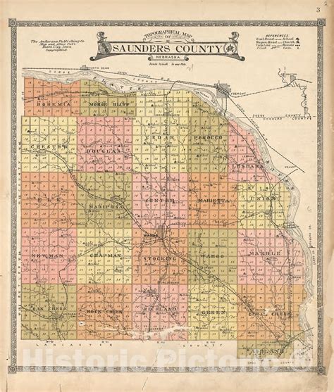 Historic 1916 Map - Atlas of Saunders County, Nebraska - Topographical ...