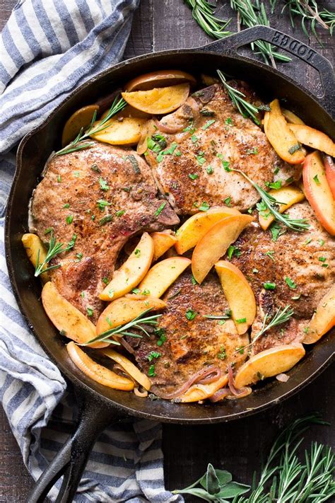 One-Skillet Pork Chops with Apples {Paleo, Whole30} | The Paleo Running Momma | Apple pork chops ...