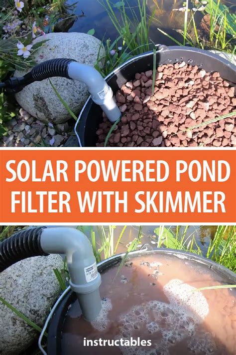 DIY Solar Powered Pond Filter With Skimmer | Pond filters, Fish pond gardens, Diy ponds backyard