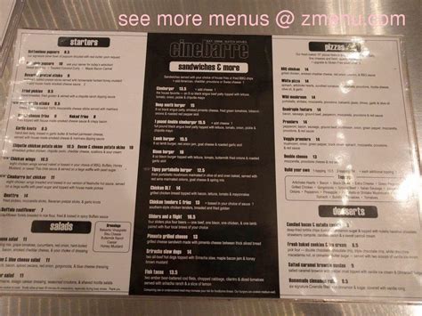 Menu at Regal Cinebarre Mt. Pleasant, Mount Pleasant